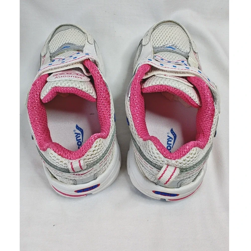 Saucony Baby Blaze A/C White Pink Blue Girls Running Shoes 10W New Hook Loop